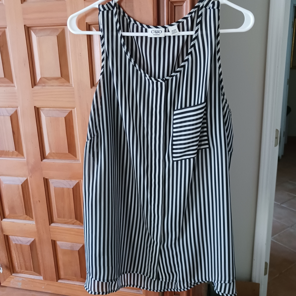 Cato Black and White Striped Women's Top